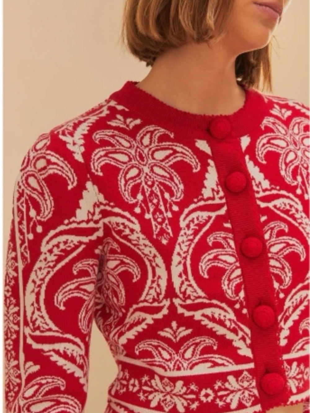 Farm Rio Patterned Crew Neck Sweater NWT